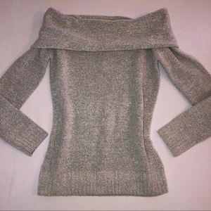 Plush Off the Shoulder Gray Sweater